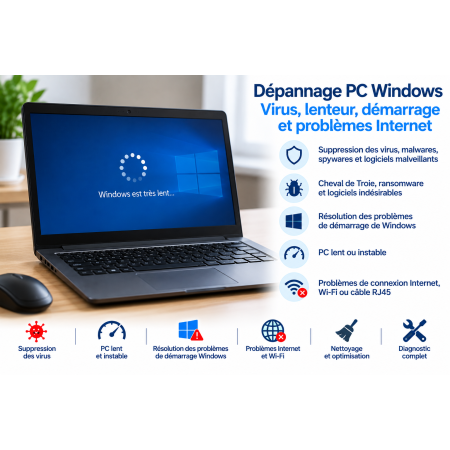 Résoudre les problèmes démarrage Windows ,   Lenteur, problème connexion internet, wifi
