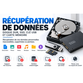 Récupération les données personnelles non accessibles  Disque dur ou SSD (interne ou externe)