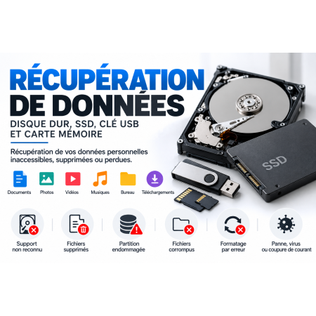 Récupération les données personnelles non accessibles  Disque dur ou SSD (interne ou externe)